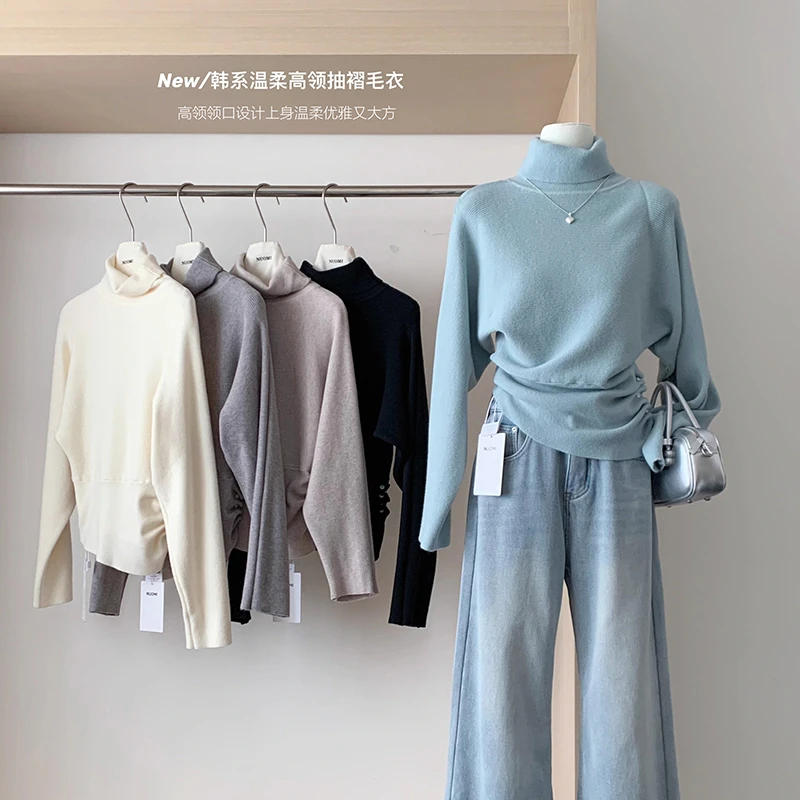 温柔风显瘦高领长袖毛衣秋冬新款法式洋气爆款内搭打底针织衫上衣