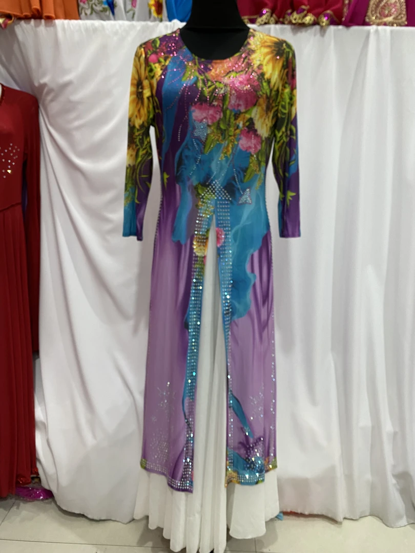 花色带钻带弹性恰盘4片送围巾