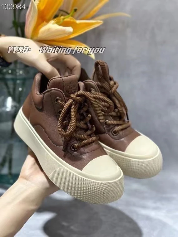 真皮高帮鞋新款爆款厚底松糕时尚运动休闲鞋