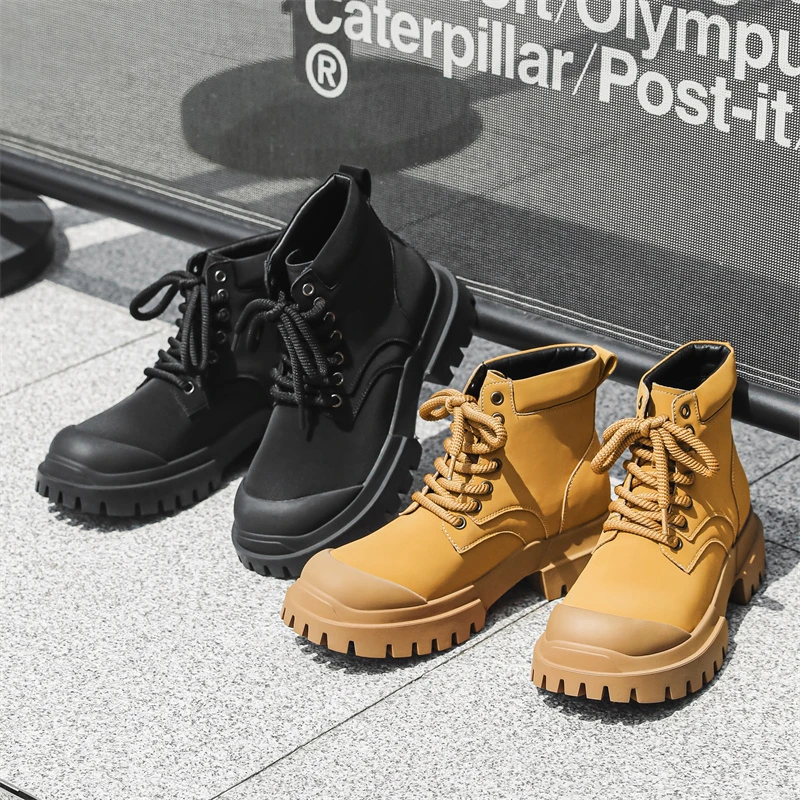 再创【男款】2024春秋季新款工装鞋休闲百搭运动厚跟圆头徒步马丁靴