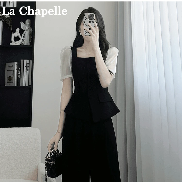 拉夏贝尔24现货夏新气质时尚清凉收腰显瘦赫本风套装 10004 KXJ