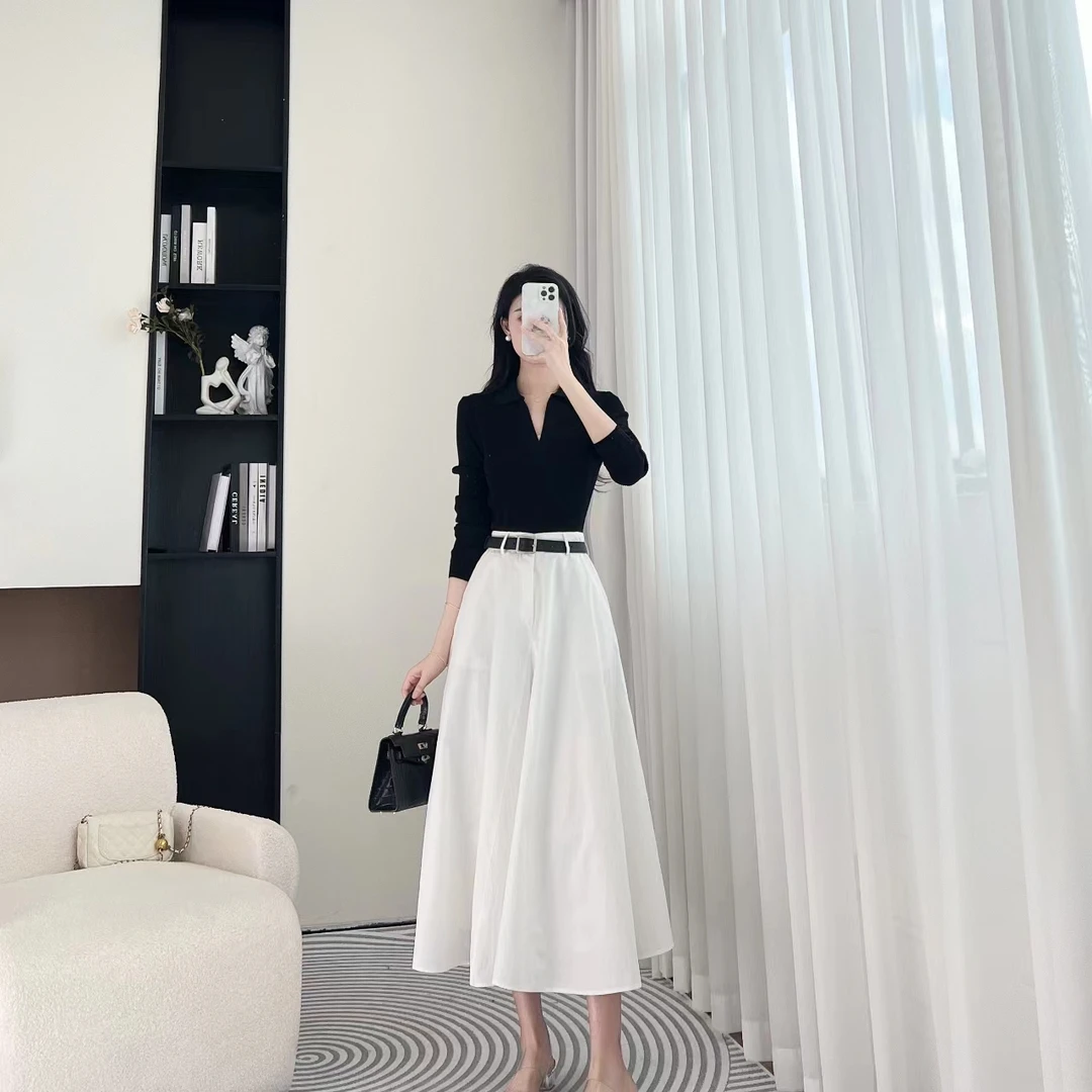 拉夏贝尔/2025秋季新法式轻熟气质时尚通勤上衣+半身裙 10021 LHD