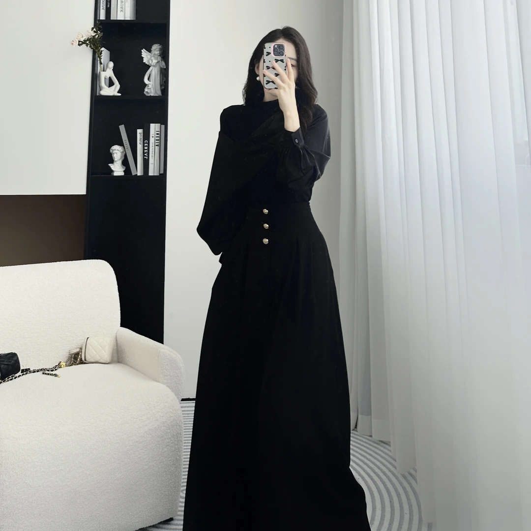 拉夏贝尔2025秋季新气质时尚高级收腰显瘦上衣+裤子 10115 YCJ