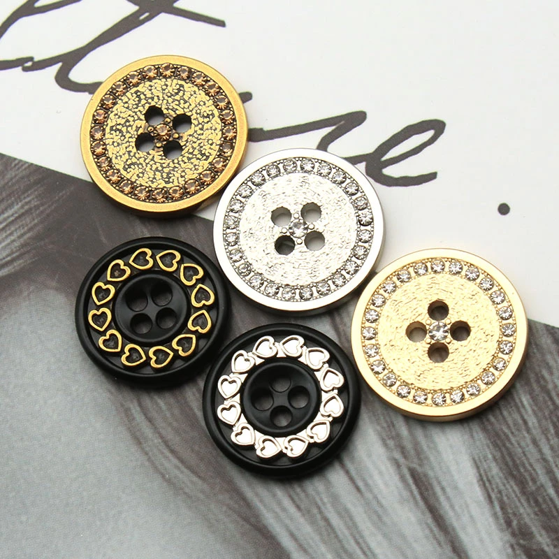 四眼圆形金属高级镶钻休闲西装大衣针织衫纽扣高档时尚设计扣子