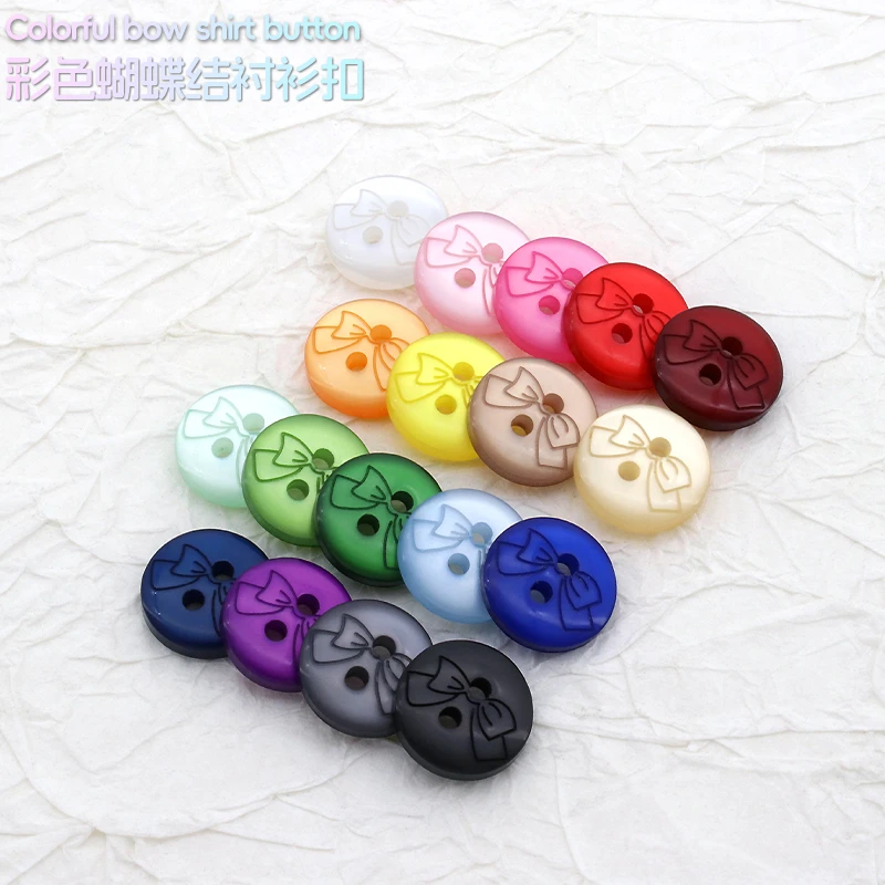彩色两眼蝴蝶结图案衬衫纽扣雪纺衬衣连衣裙扣子儿童童装扣子珠光
