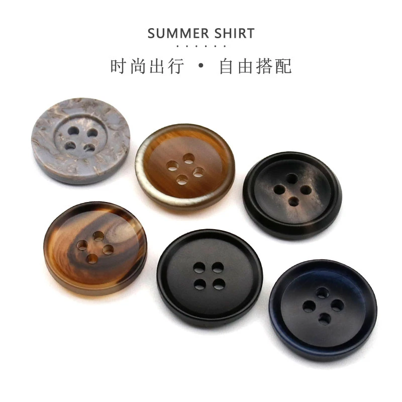 高档树脂仿牛角扣子 秋冬西装风衣毛呢大衣纽扣 经典男款黑色深蓝