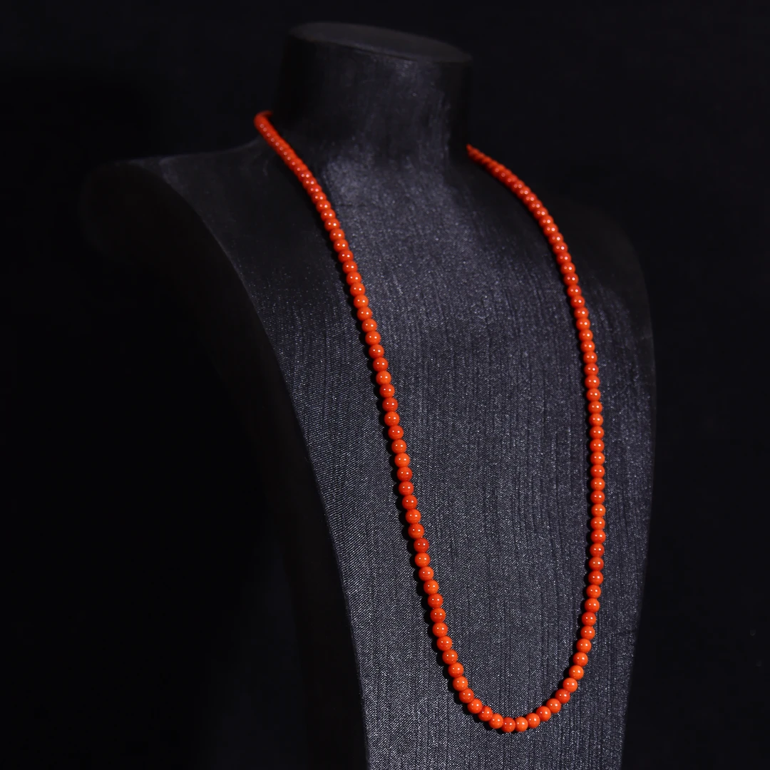 柿子红4mm小米珠链