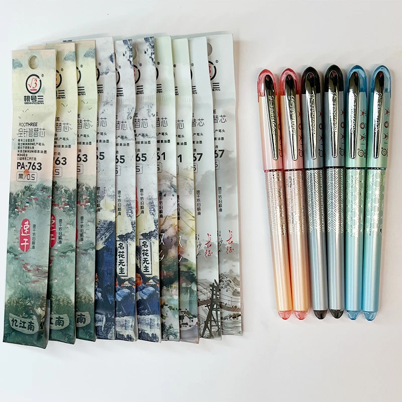 3 更好上 根号三减负笔K78（6支）+替芯（10支）全针管05黑速干中性笔