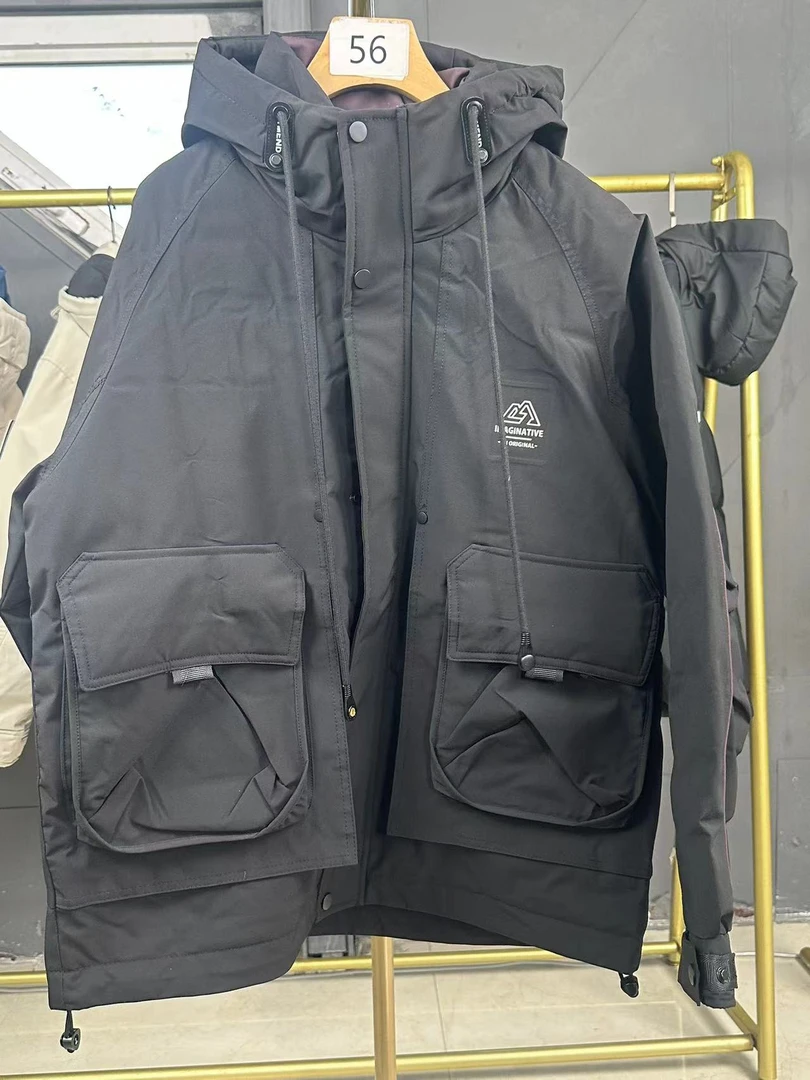 1898冬季新款工装连帽男时尚冲锋衣防风保暖外套