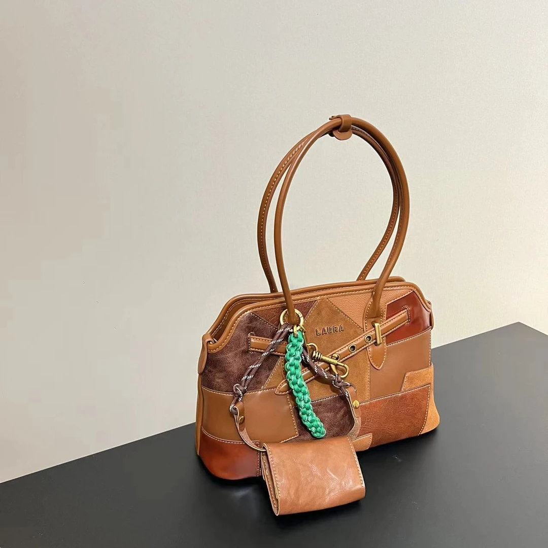 2024秋冬新款！小众轻奢简约时尚百搭韩版潮流气质单肩斜挎拼色包