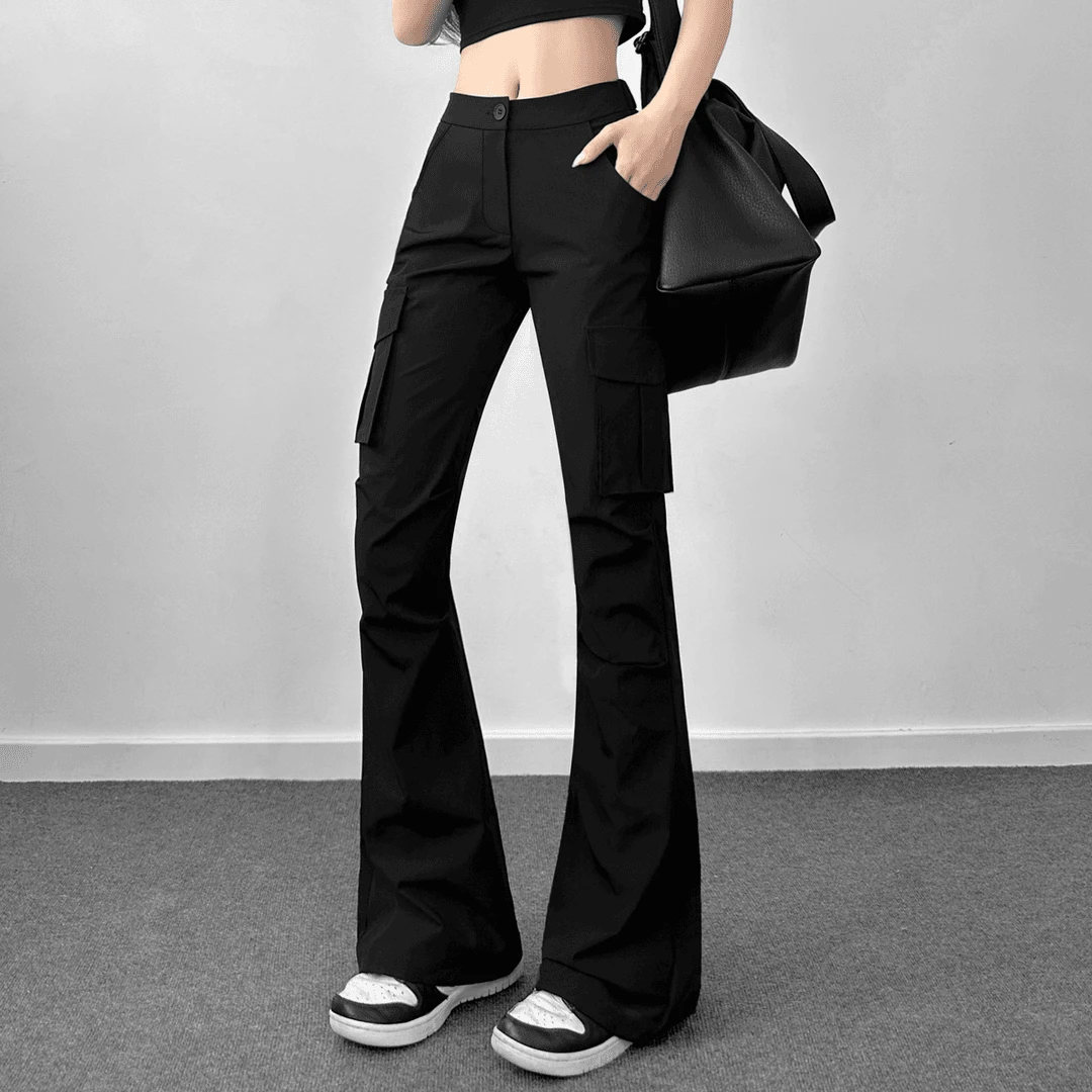 【专柜品质】2025新款夏季微喇裤显瘦工装裤女裤微弹喇叭裤休闲宽松