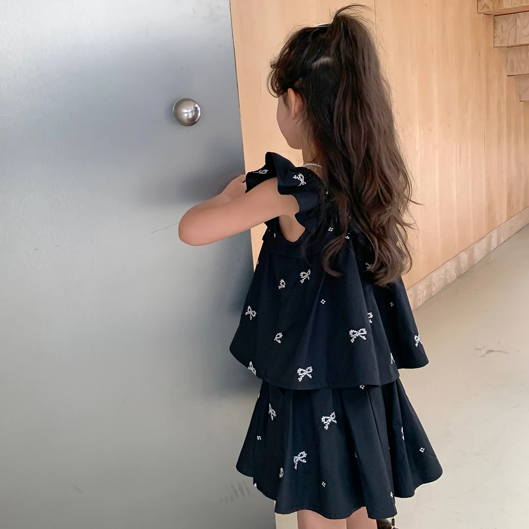 布丁哈鲁【沫沫家】2023夏季新款女童刺绣裙裤套装 23XS7305