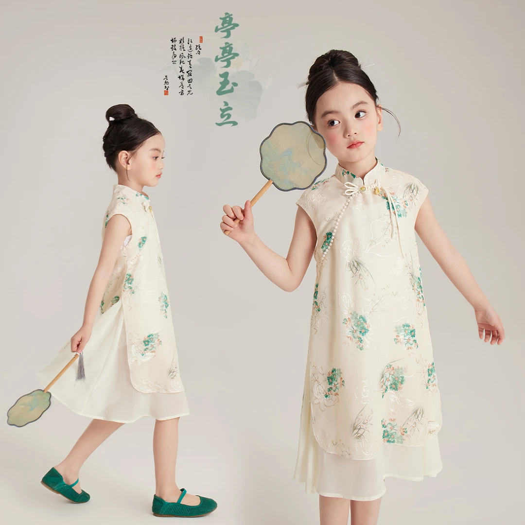 布丁哈鲁【亭亭玉立】2024夏季儿童中式旗袍汉服连衣裙G42DB222