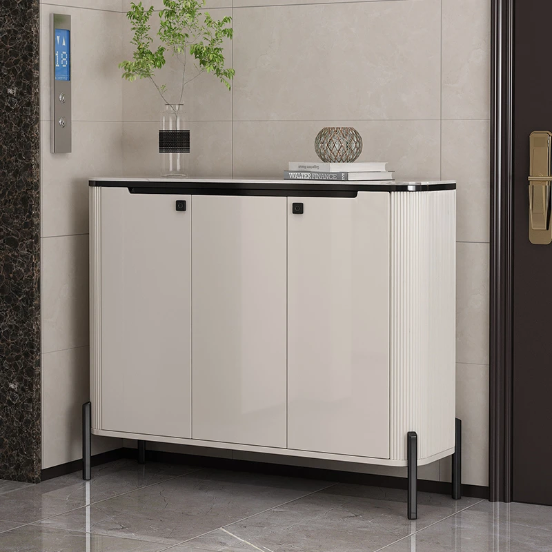 鞋柜家用门口网红爆款轻奢入户玄关柜岩板双面隔断柜带锁无抽屉