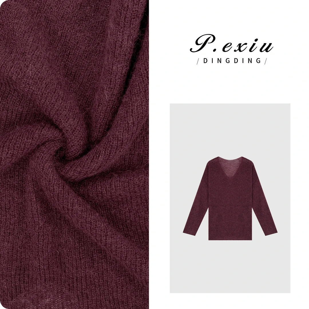 PanYiXiu/潘依绣马海羊-毛慵懒松弛感V领针织上衣 ZZ0618