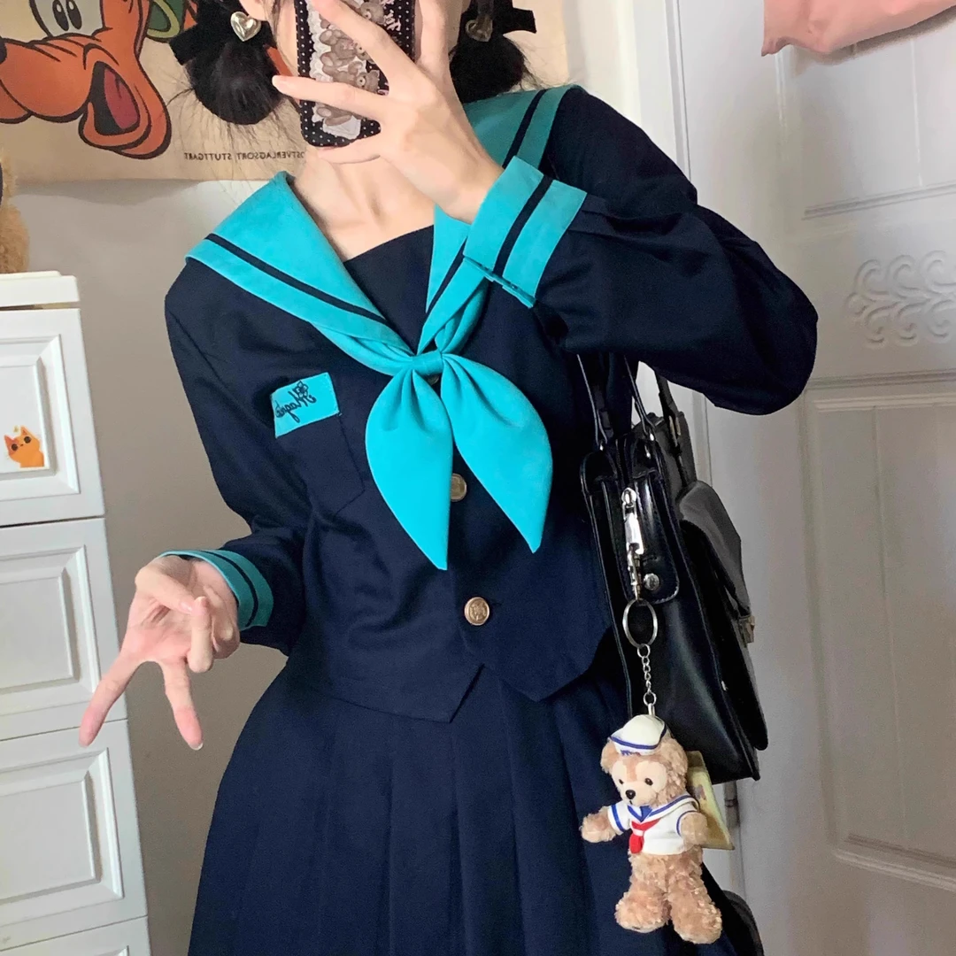 里夏星原创jk制服套装正版日系长袖秋冬收腰水手服校供班服学院风