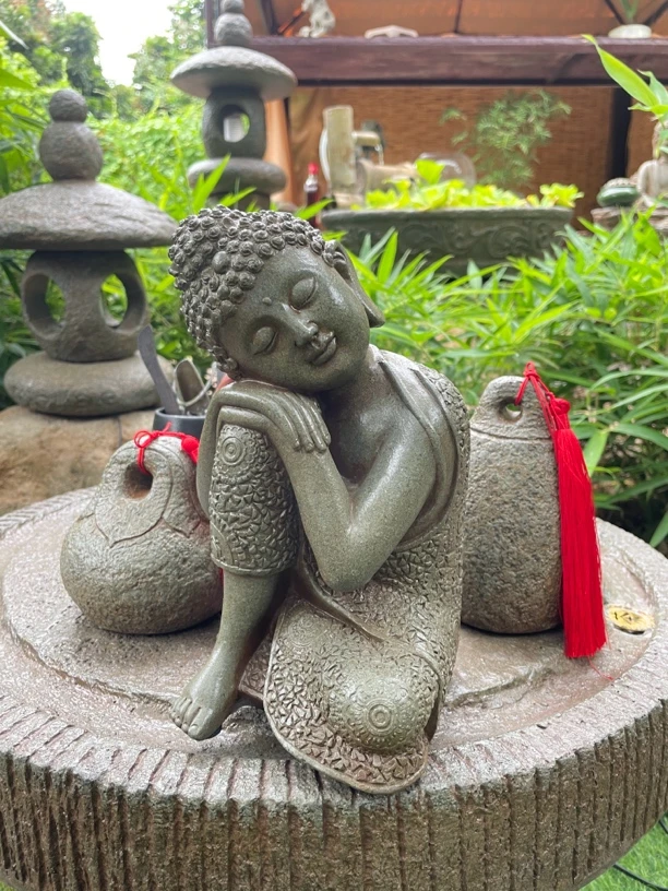 庭院家居复古仿石摆件自在佛自在观音