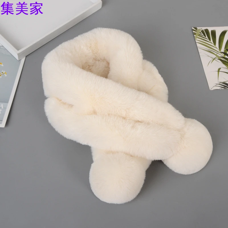 兔毛毛绒围巾围脖女韩版獭兔毛绒皮草冬季保暖小儿童毛毛交叉毛领