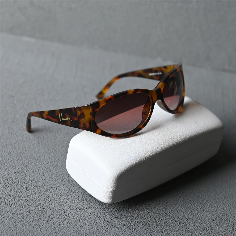 时尚玳瑁茶色太阳镜男女士偏光墨镜椭圆厚框防风沙防晒眼镜大弯