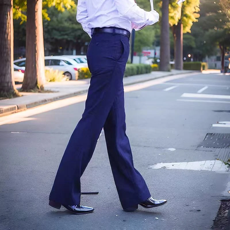 2025秋季大脚裤弹力喇叭裤男不粘灰高腰宽松阔腿跳舞爸爸休闲裤
