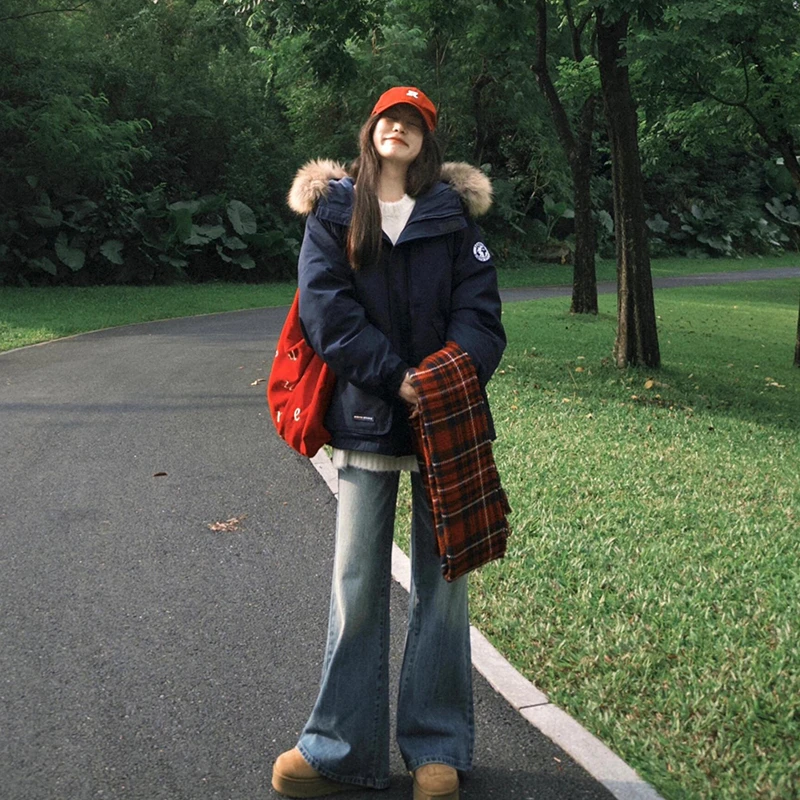 今年很火的工装风棉服女冬加厚2025新款韩系宽松大毛领情侣装棉袄