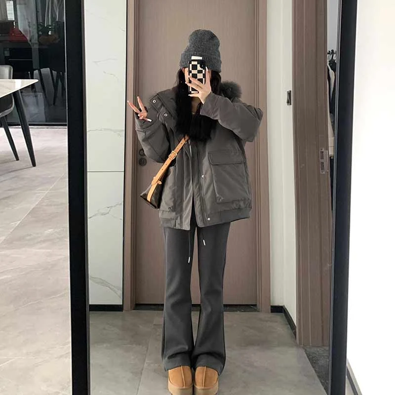 工装派克服女2024年新款加厚超好看粉色棉袄韩系棉服冬季学生外套