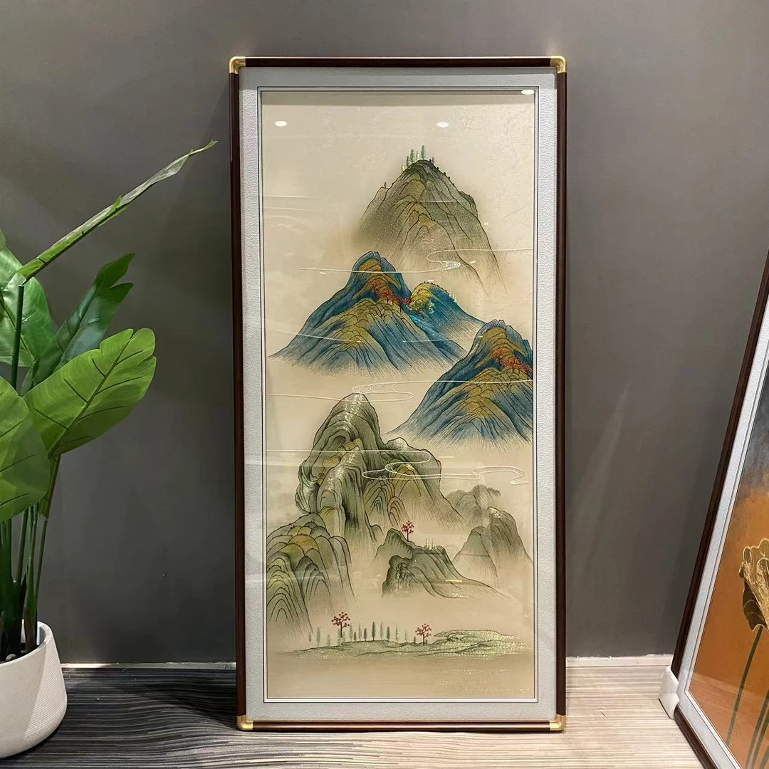 【浅色千里江山图】织锦绣成品挂画现代新中式玄关高端刺绣装饰画