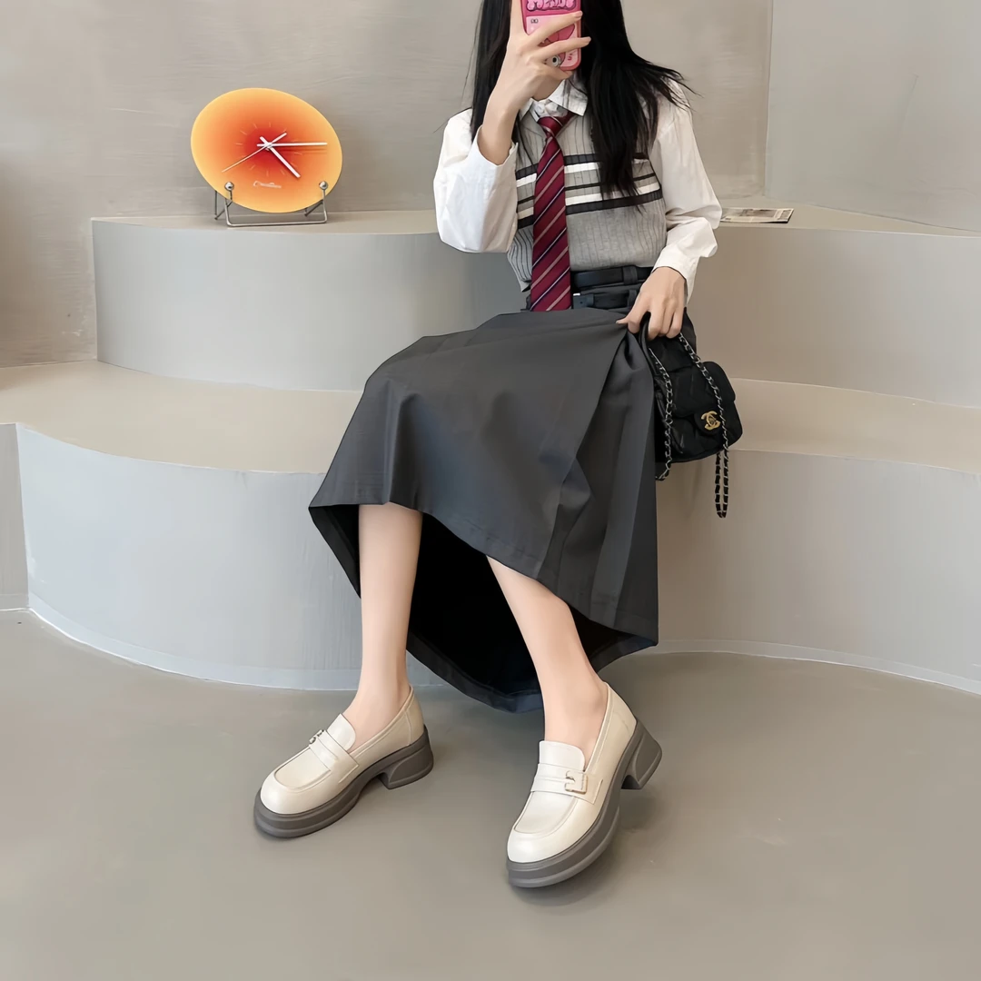 2024秋季新款厚底乐福单鞋厚底乐福鞋时尚休闲粗跟332291235