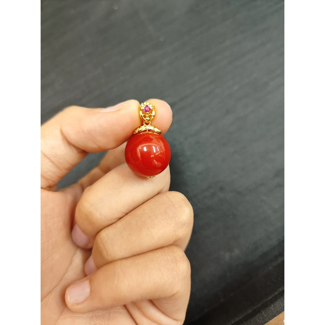 南红单珠吊坠15m(多样性单个发货)