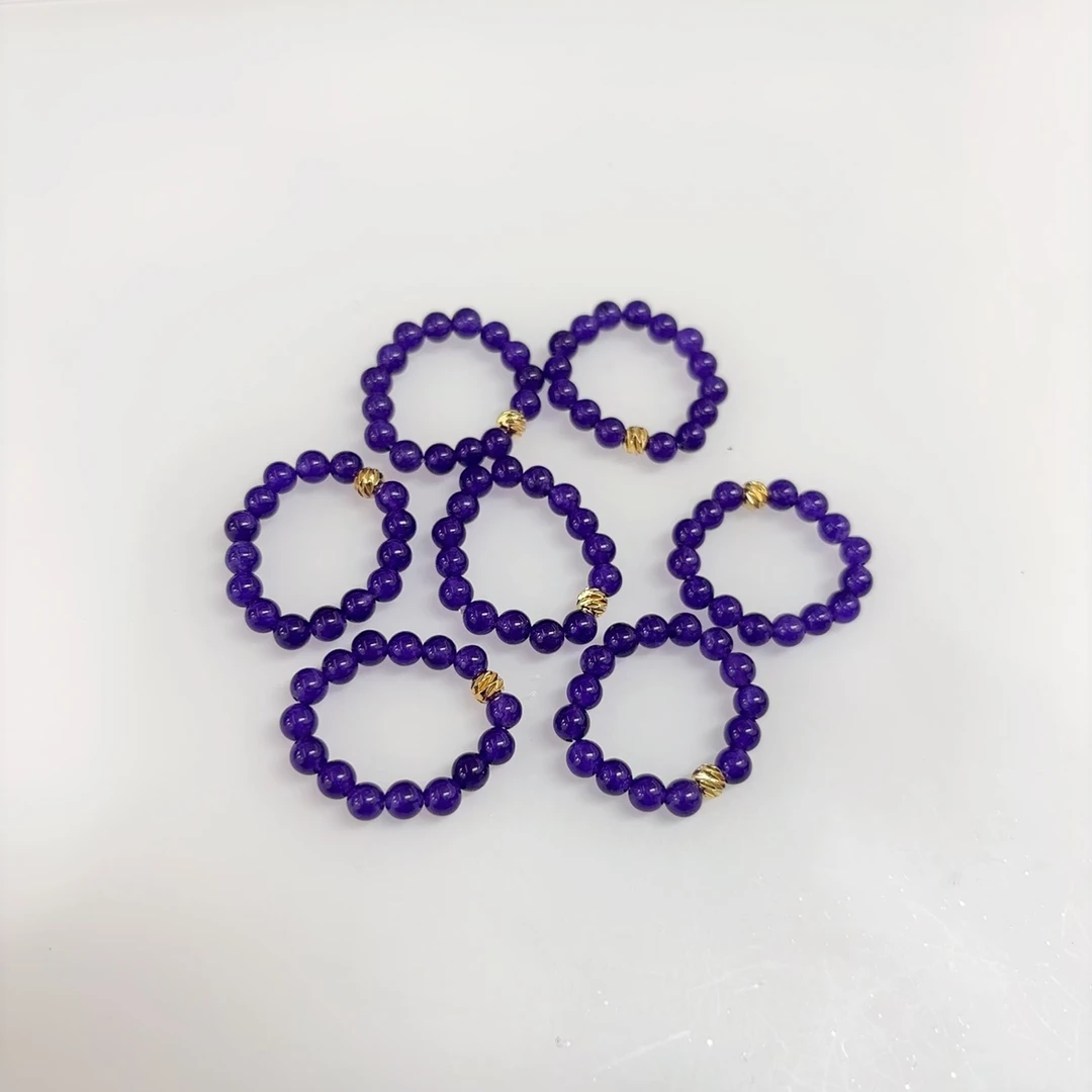 紫水晶弹力戒4m*多样性单个发货