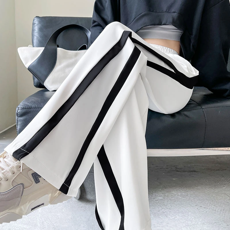 运动裤女裤子春秋季2023新款高腰垂感显瘦宽松直筒秋天休闲阔腿裤