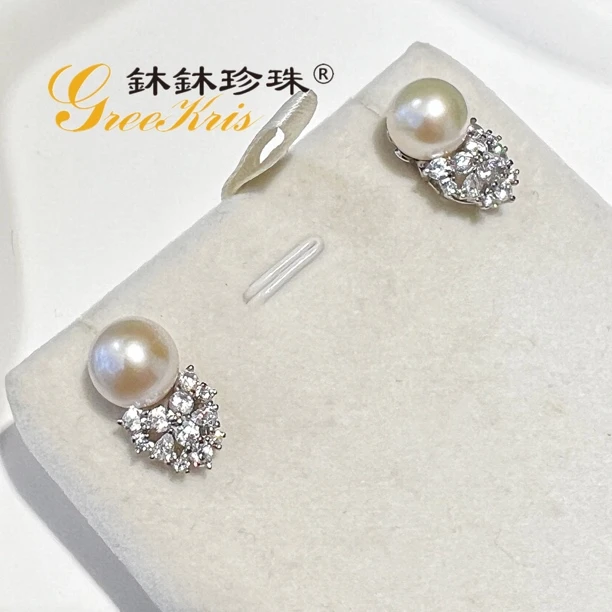 国货之光爱迪生珍珠S925银镶嵌耳钉