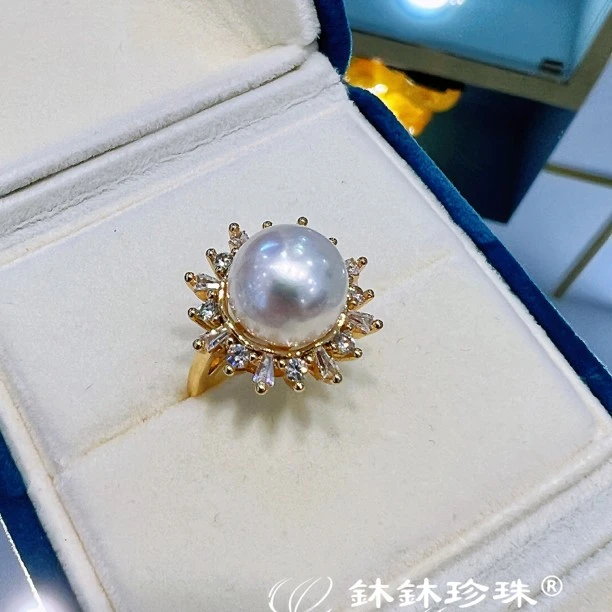 清库存铜镀银淡水珍珠戒指百搭时尚