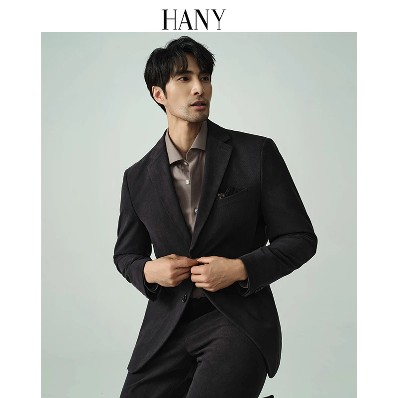 HANY【高品质灯芯绒】汉尼西服上衣男商务正装男士休闲条绒西装秋季