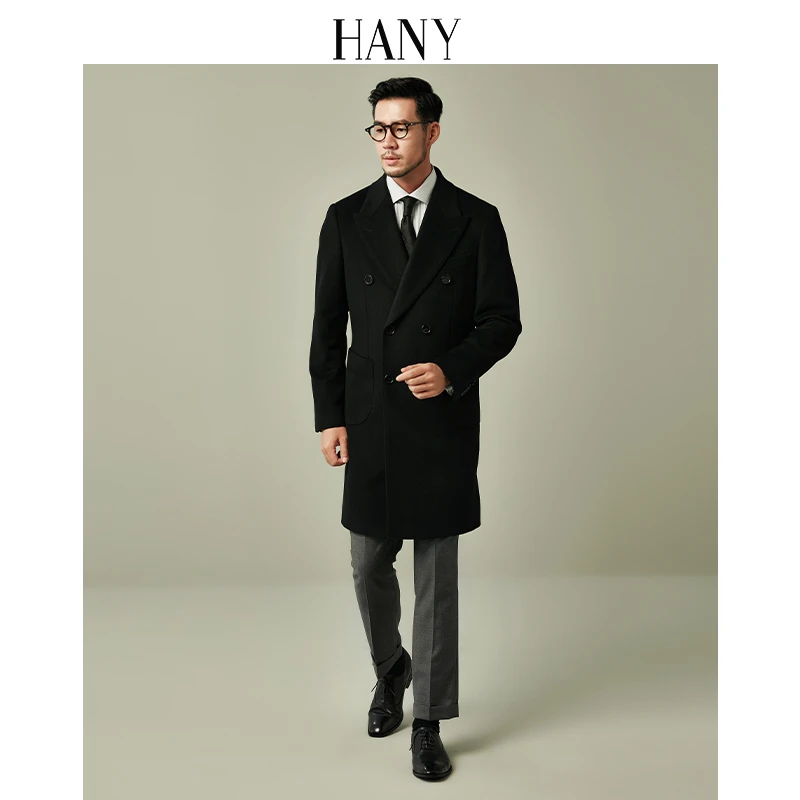 HANY【加厚澳毛切斯特】2022新款羊毛大衣黑色中长款外套风衣秋冬
