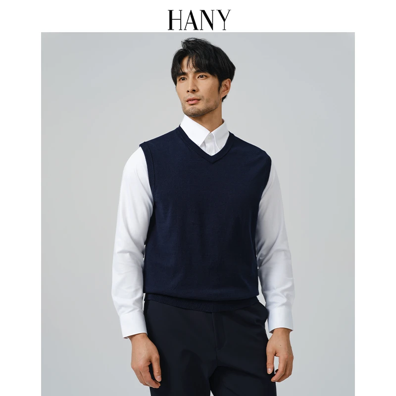 HANY【可机洗山羊绒棉】汉尼针织衫背心男士羊毛衫毛衣马甲坎肩秋季