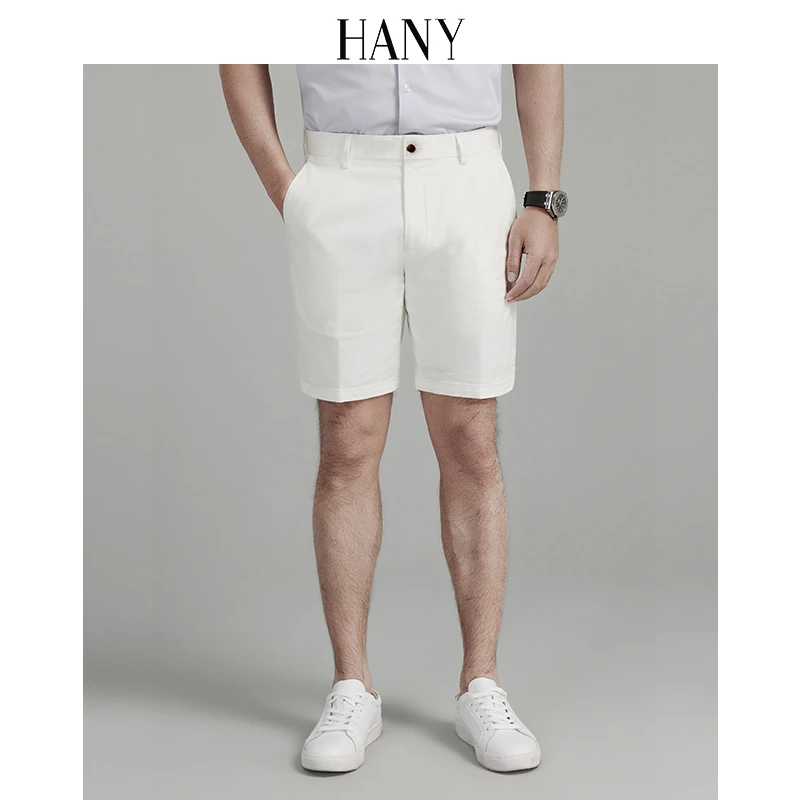 HANY【日本进口弹力面料】汉尼白色男商务男士短裤t恤五分裤夏季