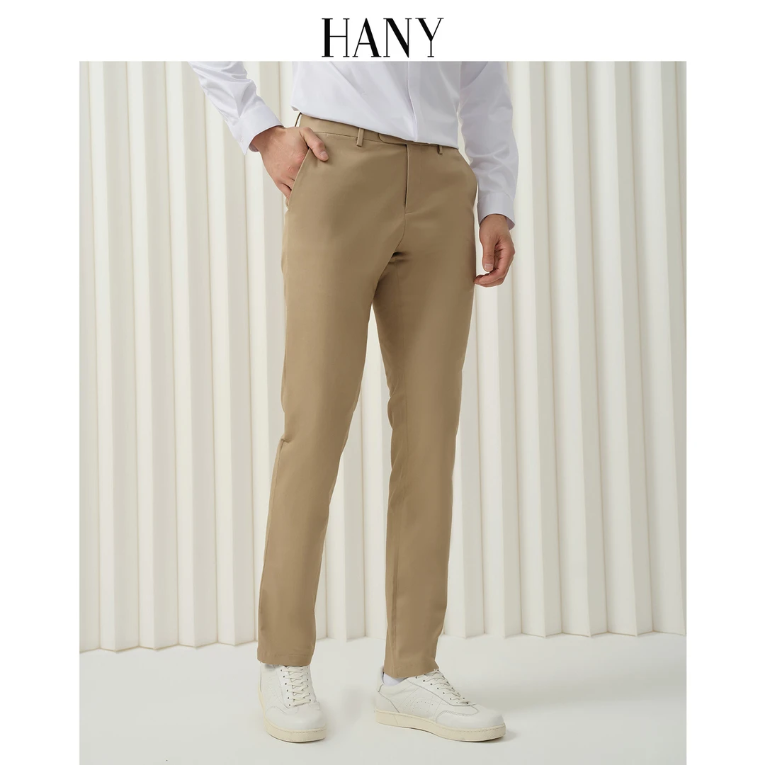 HANY【日本进口弹力棉】休闲裤男卡其色西裤男士商务高级九分裤春夏