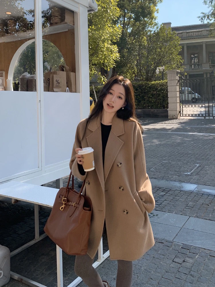 经典801长款100纯羊毛女士大衣女中长款毛呢外套春秋冬季