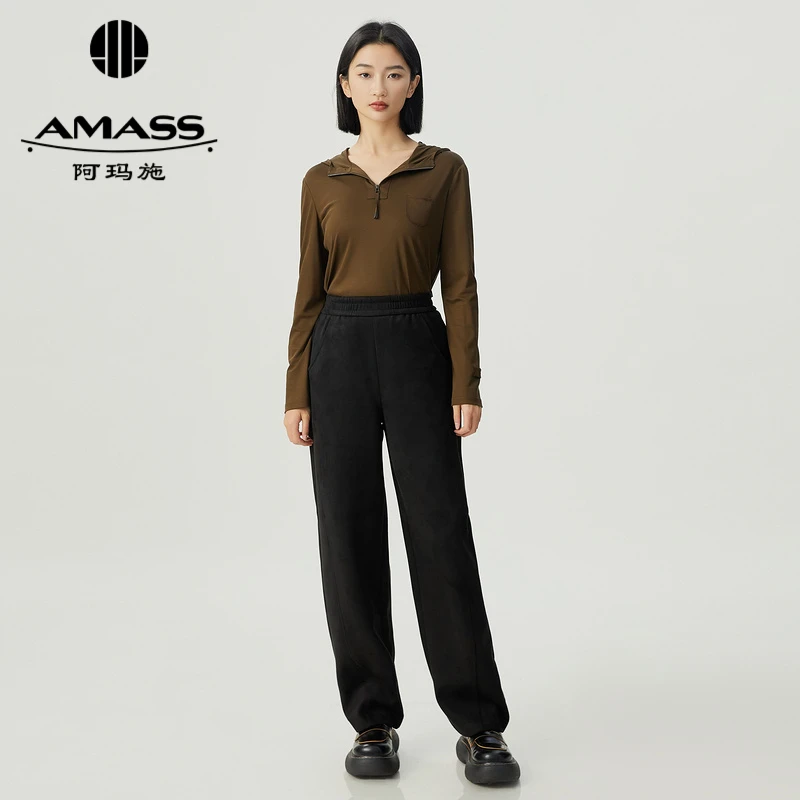 阿玛施 新款香蕉裤休闲百搭简约直筒裤显瘦雪阿玛施弯刀休闲裤