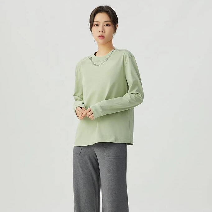 AMASS/阿玛施夏季简约时尚素面链条百搭圆领纯色阿玛施长袖t恤