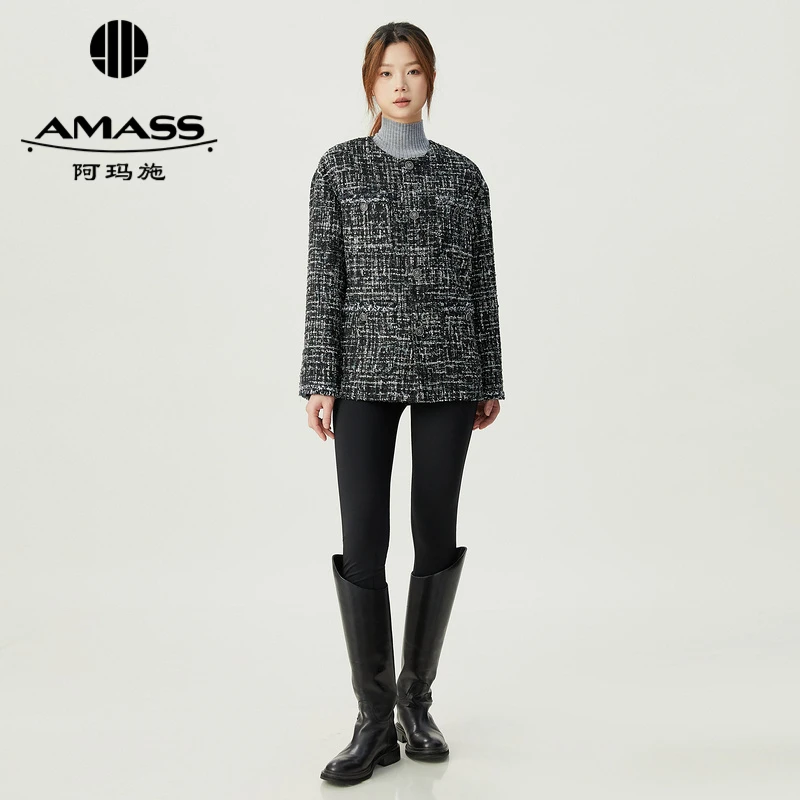 阿玛施AMASS 经典H版廓形优雅气质小香风外套时尚女士秋冬5400769