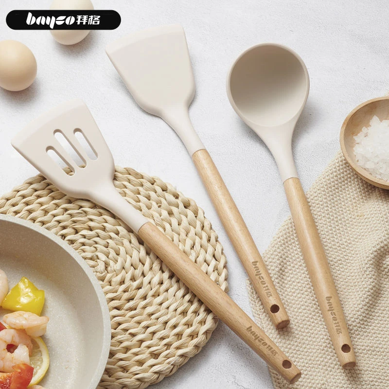 Bayco/拜格食品级硅胶锅铲汤勺家用厨房炒菜铲子勺子不粘锅专用