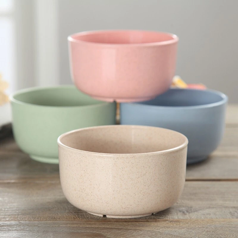 拜格碗防摔家用大号小麦秸秆塑料碗创意可爱儿童饭碗甜品汤碗套装
