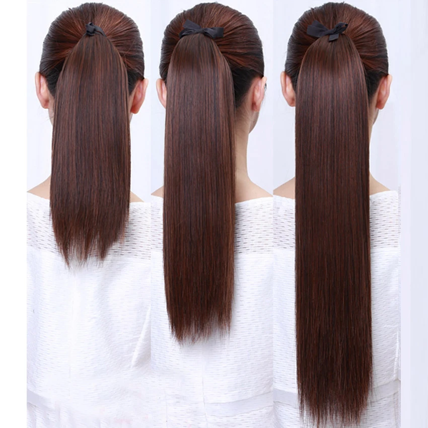 仿真发逼真自然长直假马尾加厚蓬松无痕短直发马尾绑带低马尾发辫