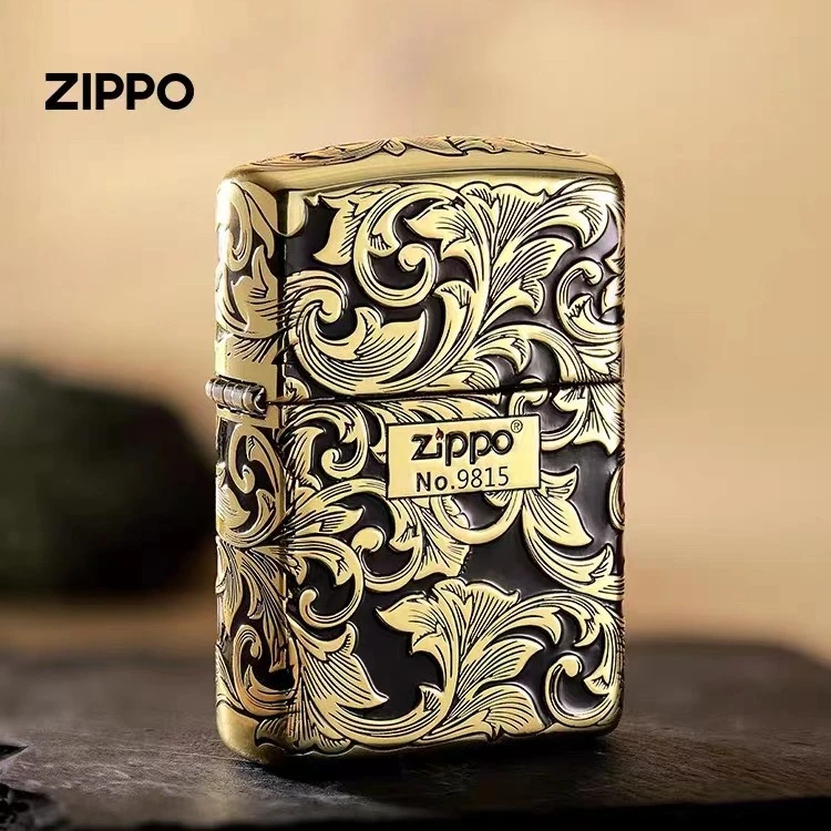 ZIPPO打火机正版限量版盔甲机黑金经典唐草送礼煤油防风男士DIY