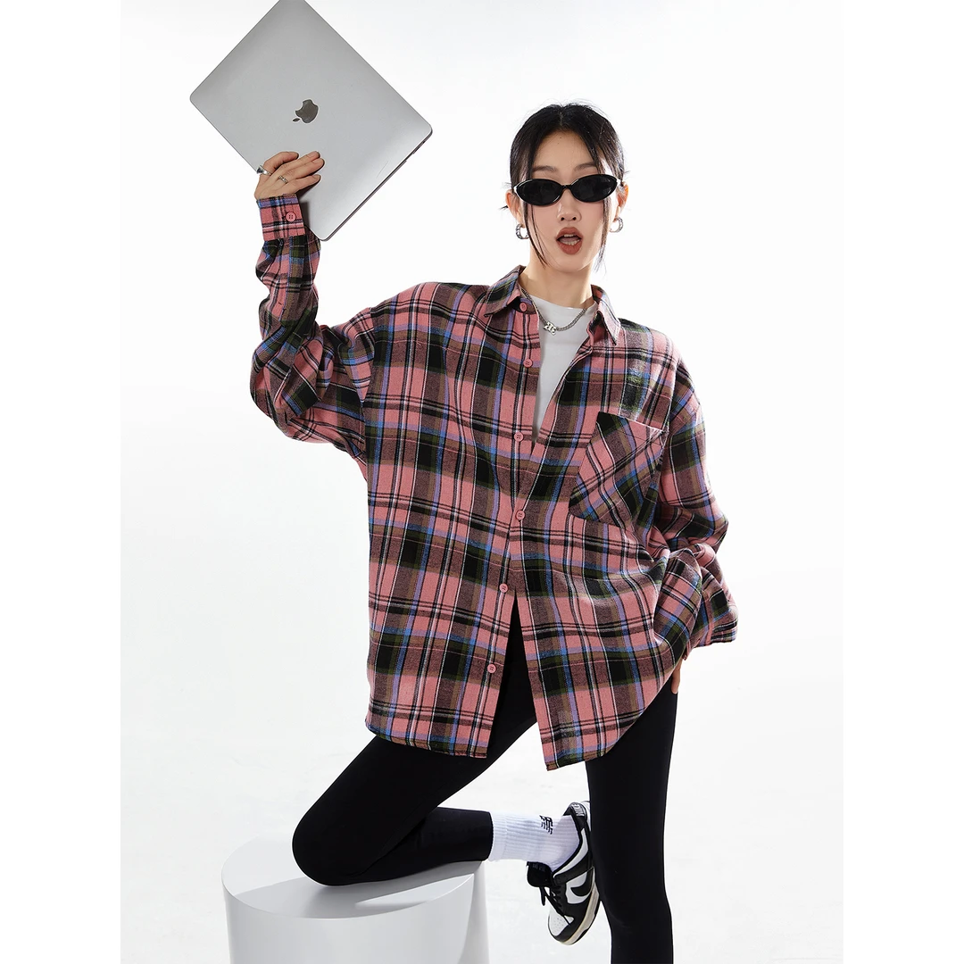 ICH MODE秋季复古潮牌慵懒风美式衬衫高街宽松百搭质感休闲外套