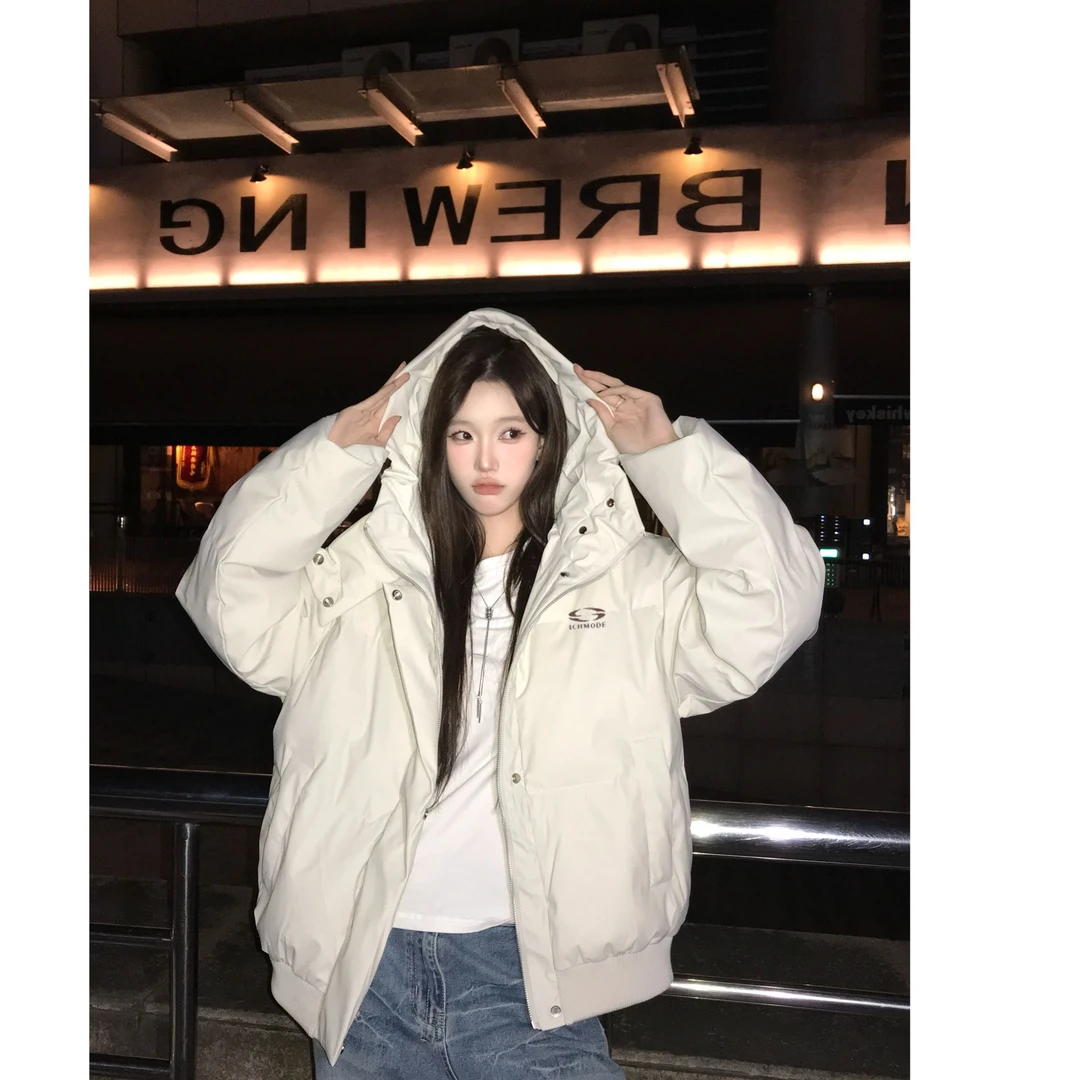 ICHMODE 肯豆风90白鸭绒羽绒服保暖羽绒服立领冬季保暖外套连帽