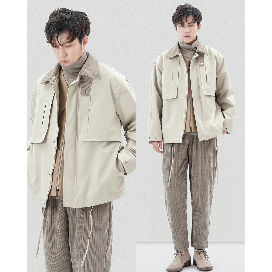 轻薄羽绒服男短款冬季冲锋衣白鸭绒保暖灯芯绒夹克男女款户外外套