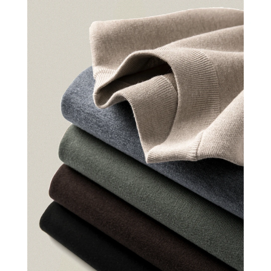 抗起球半高领弹力亲肤保暖针织衫圆领毛衣男秋冬季休闲打底衫内搭